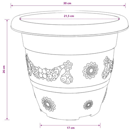 Rund Blomkruka 24 pcs Murgrön Ø 30 x 25 cm Plast