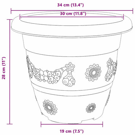 Rund Blomkruka 24 pcs Murgrön Ø 34 x 28 cm Plast