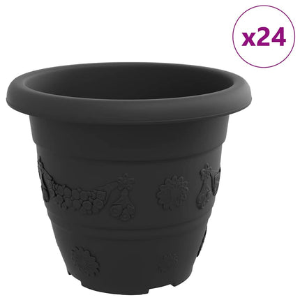 Rund Blomkruka 24 pcs Svart Ø 22 x 18 cm Plast