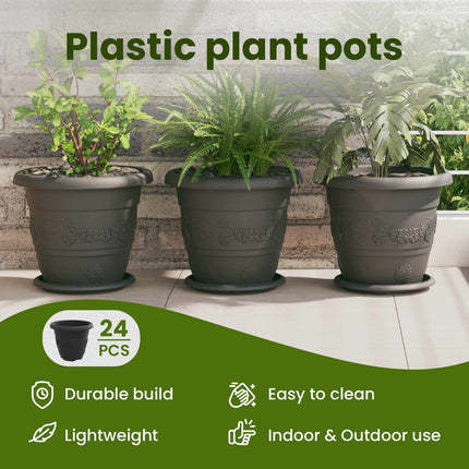 Rund Blomkruka 24 st Svart Ø 26 x 21.5 cm Plast