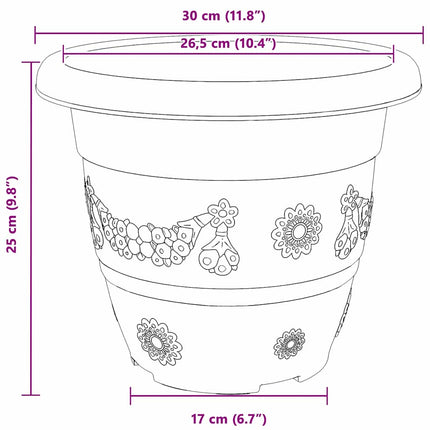 Rund Blomkruka 24 pcs Svart Ø 30 x 25 cm Plast