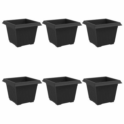 Kvadratisk Blomkruka 6 st Svart 23 x 23 x 17,5 cm Plast