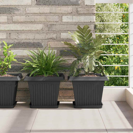 Kvadratisk Blomkruka 6 pcs Svart 28,5 x 28,5 x 22 cm Plast