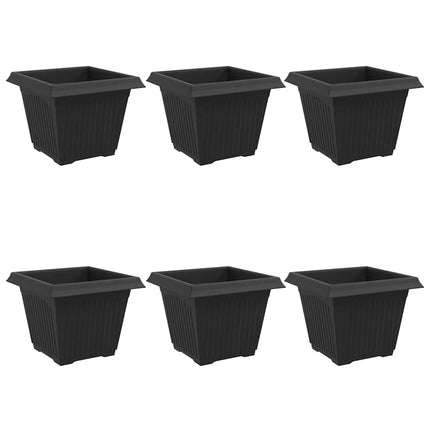 Kvadratisk Blomkruka 6 pcs Svart 28,5 x 28,5 x 22 cm Plast