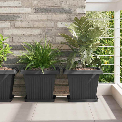 Kvadratisk Blomkruka 6 pcs Svart 33 x 33 x 26 cm Plast