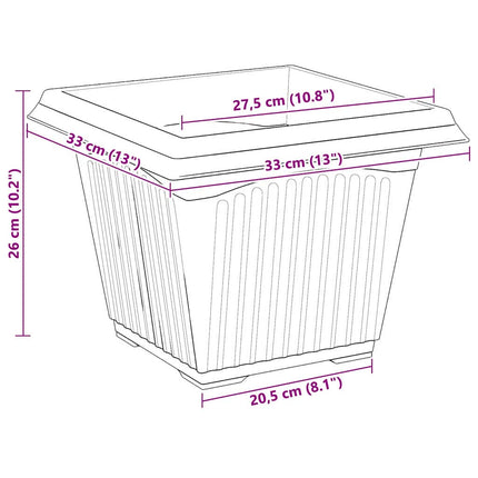 Kvadratisk Blomkruka 6 pcs Svart 33 x 33 x 26 cm Plast