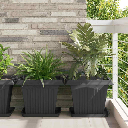Kvadratisk Blomkruka 6 pcs Svart 43 x 43 x 33,5 cm Plast