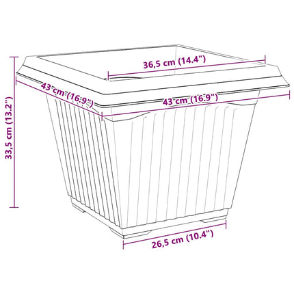 Kvadratisk Blomkruka 24 pcs Murgrön 43 x 43 x 33,5 cm Plast