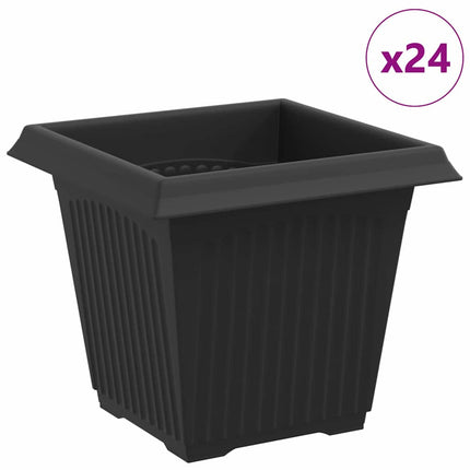 Kvadratisk Blomkruka 24 pcs Svart 16 x 16 x 14 cm Plast