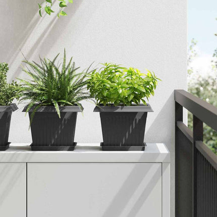 Kvadratisk Blomkruka 24 pcs Svart 23 x 23 x 17,5 cm Plast