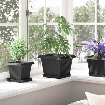 Kvadratisk Blomkruka 24 pcs Svart 23 x 23 x 17,5 cm Plast