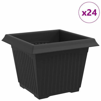 Kvadratisk Blomkruka 24 st Svart 23 x 23 x 17,5 cm Plast