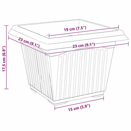 Kvadratisk Blomkruka 24 pcs Svart 23 x 23 x 17,5 cm Plast