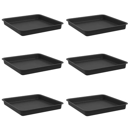 Fyrkantig Blomkruka 6 pcs Svart 18 x 18 x 2 cm Plast
