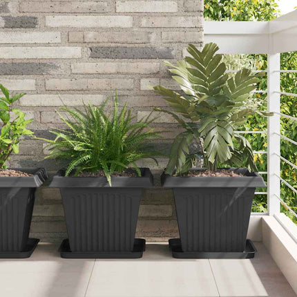 Fyrkantig Blomkruka 6 pcs Svart 32 x 32 x 2,5 cm Plast