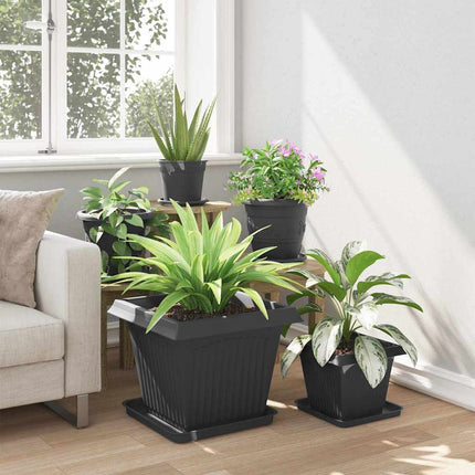 Fyrkantig Blomkruka 6 pcs Svart 36 x 36 x 2.5 cm Plast
