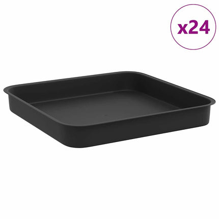 Fyrkantig Blomkruka 24 pcs Svart 15 x 15 x 2 cm Plast