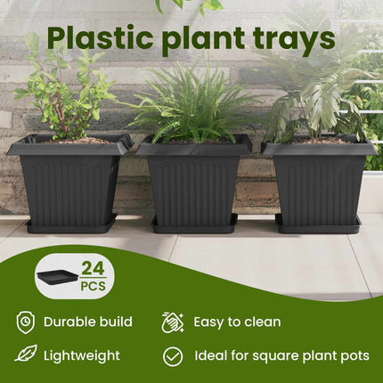 Fyrkantig Blomkruka 24 st Svart 25,5 x 25,5 x 2,5 cm Plast