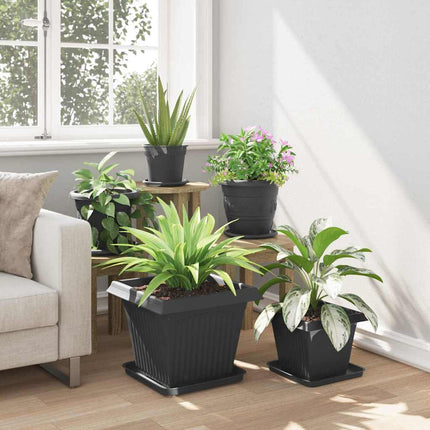 Fyrkantig Blomkruka 24 pcs Svart 32 x 32 x 2,5 cm Plast