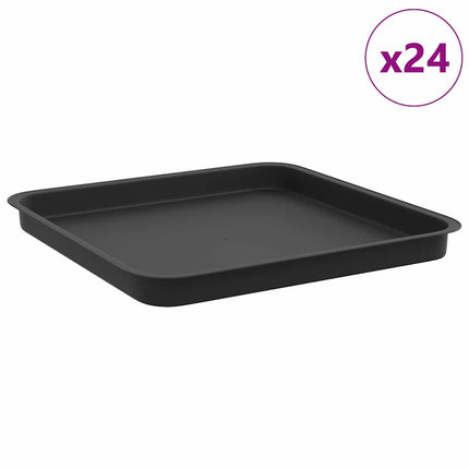 Fyrkantig Blomkruka 24 pcs Svart 36 x 36 x 2.5 cm Plast