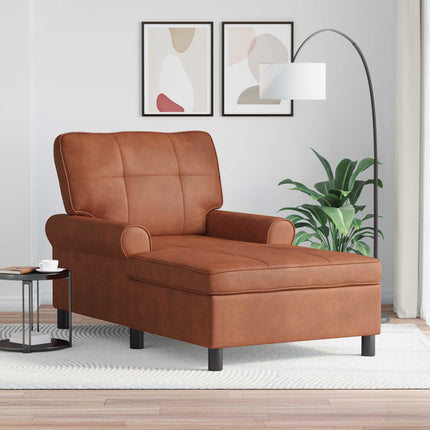Chaise Lounge med kudde Brun 91 x 157 x 91 cm Konstläder