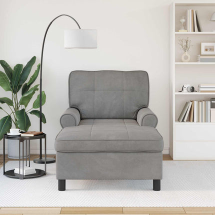 Chaise Lounge med kudde Ljusgrå 91 x 157 x 91 cm Sammet