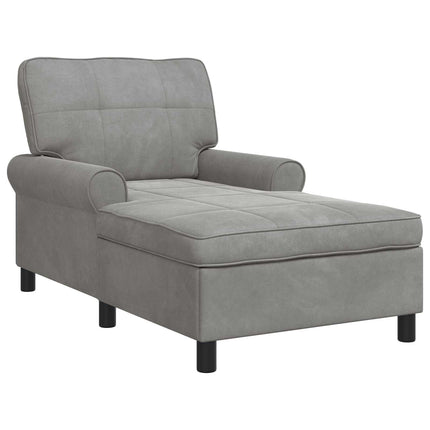 Chaise Lounge med kudde Ljusgrå 91 x 157 x 91 cm Sammet