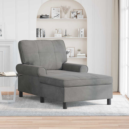 Chaise Lounge med kudde Mörkgrå 91 x 157 x 91 cm Sammet