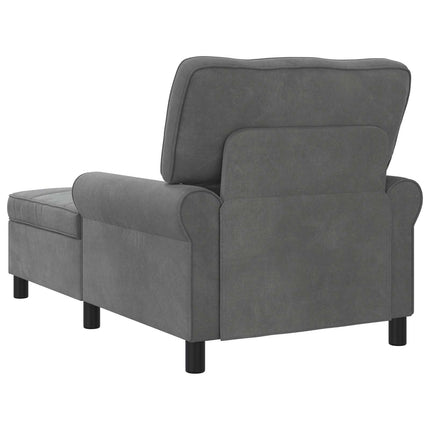 Chaise Lounge med kudde Mörkgrå 91 x 157 x 91 cm Sammet