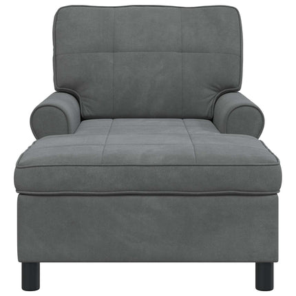 Chaise Lounge med kudde Mörkgrå 91 x 157 x 91 cm Sammet