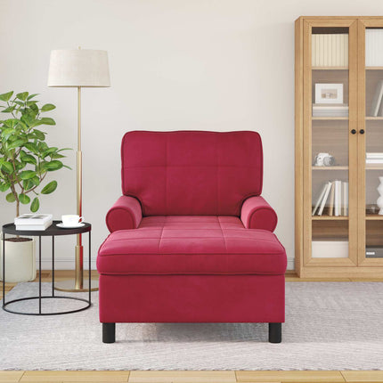 Chaise Lounge med kudde Vinröd 91 x 157 x 91 cm Sammet