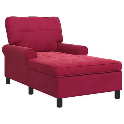 Chaise Lounge med kudde Vinröd 91 x 157 x 91 cm Sammet