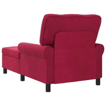 Chaise Lounge med kudde Vinröd 91 x 157 x 91 cm Sammet