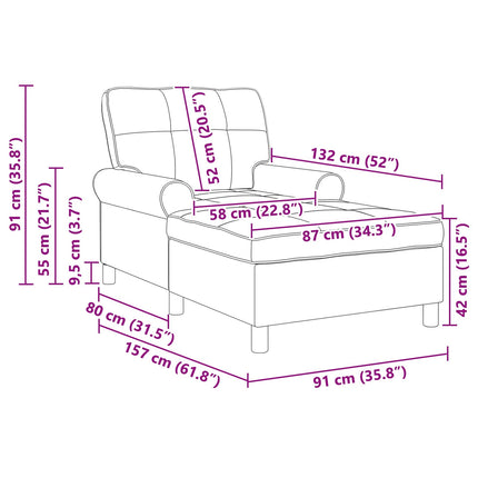 Chaise Lounge med kudde Vinröd 91 x 157 x 91 cm Sammet