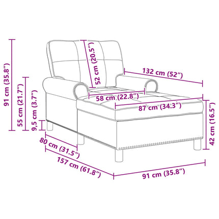 Chaise Lounge med kudde Vinröd 91 x 157 x 91 cm tyg