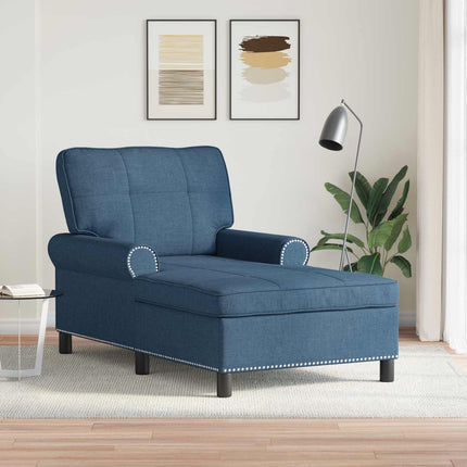 Chaise Lounge med kudde Blå 91 x 157 x 91 cm tyg