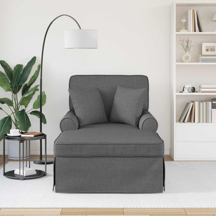 Chaise Lounge med Kjol 3 st Mörkgrå tyg 91 x 157 x 91 cm