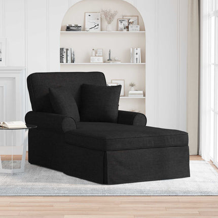 Chaise Lounge med Kjol med kudde med kudde 3 pcs Svart tyg