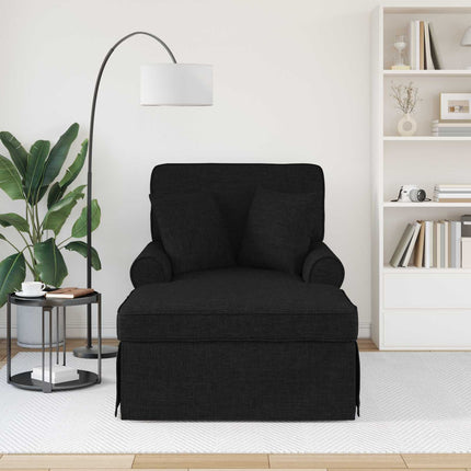 Chaise Lounge med Kjol med kudde med kudde 3 pcs Svart tyg