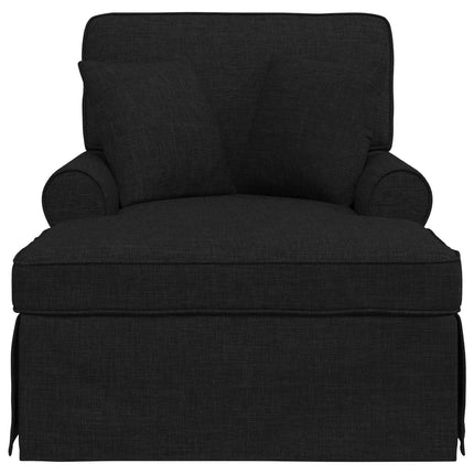 Chaise Lounge med Kjol med kudde med kudde 3 pcs Svart tyg
