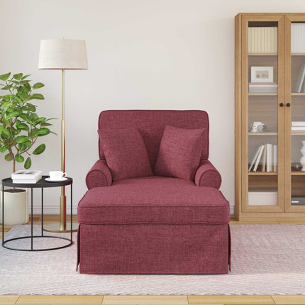 Chaise Lounge med Kjol 3 st Vinröd tyg 91 x 157 x 91 cm