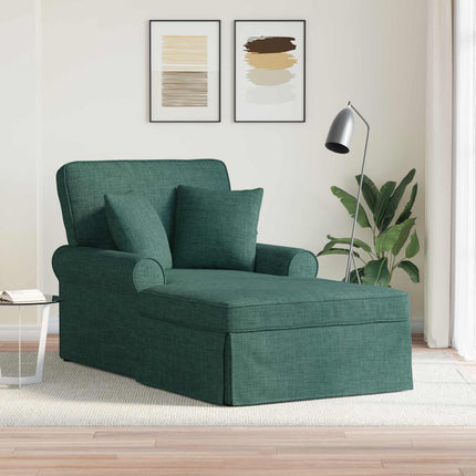 Chaise Lounge med Kjol med kudde med kudde 3 pcs Mörkgrön tyg