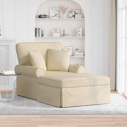 Chaise Lounge med Kjol 3 st Kräm tyg 91 x 157 x 91 cm