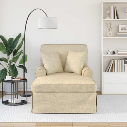 Chaise Lounge med Kjol med kudde med kudde 3 pcs Kräm tyg