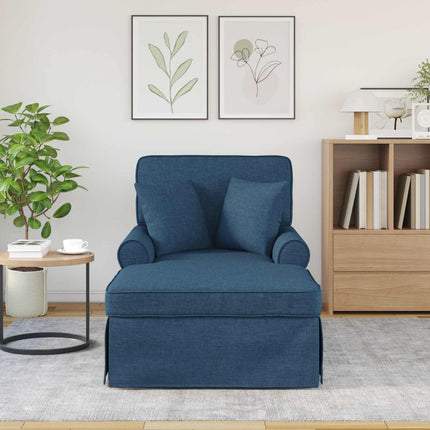 Chaise Lounge med Kjol med kudde med kudde 3 pcs Blå tyg