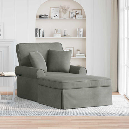 Chaise Lounge med Kjol med kudde 3 pcs Ljusgrå Kordread tyg