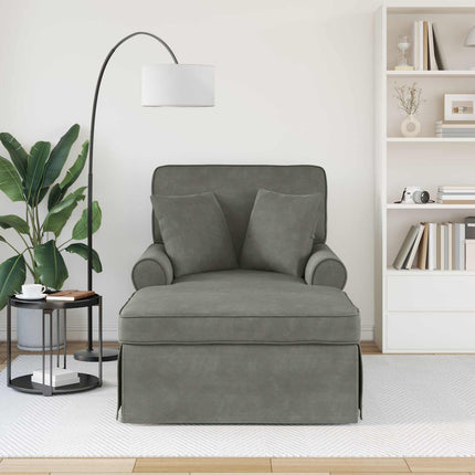 Chaise Lounge med Kjol med kudde 3 pcs Ljusgrå Kordread tyg