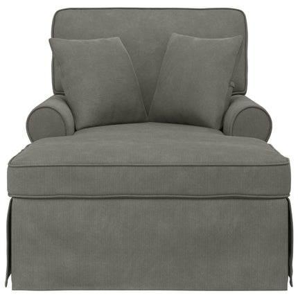 Chaise Lounge med Kjol med kudde 3 pcs Ljusgrå Kordread tyg