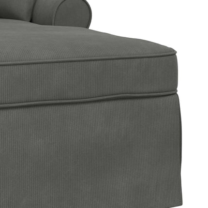 Chaise Lounge med Kjol 3 st Mörkgrå Kordread tyg