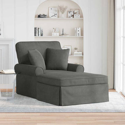 Chaise Lounge med Kjol med kudde 3 pcs Mörkgrå Kordread tyg